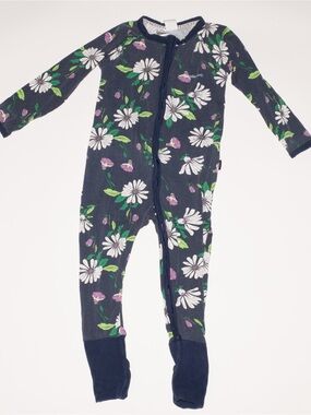 Bonds Zip Wondersuit Pajamas | Navy and purple floral